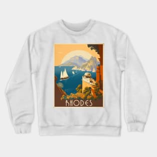 Rhodes Greece Vintage Travel Art Poster Crewneck Sweatshirt